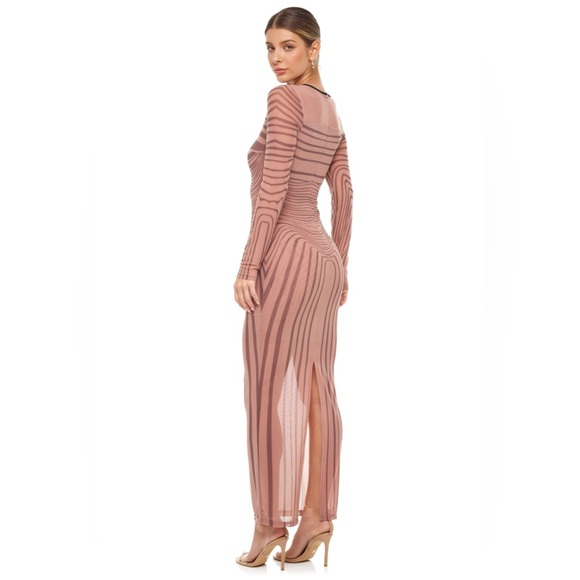 Nude Mesh Silhouette Maxi Dress - Picture 5 of 6